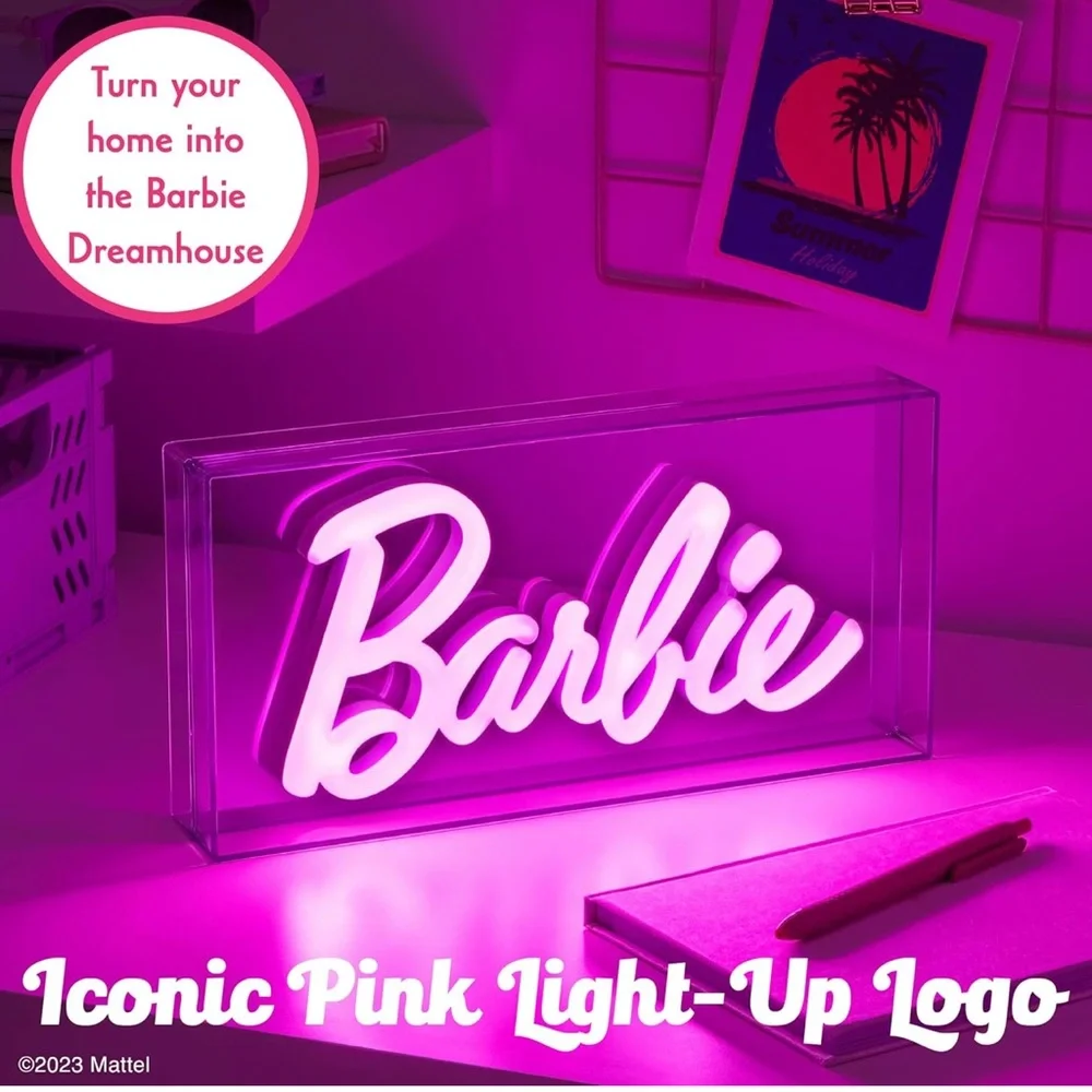 NWT Barbie Logo LED Neon Pink Light‎ Sign - USB Powered